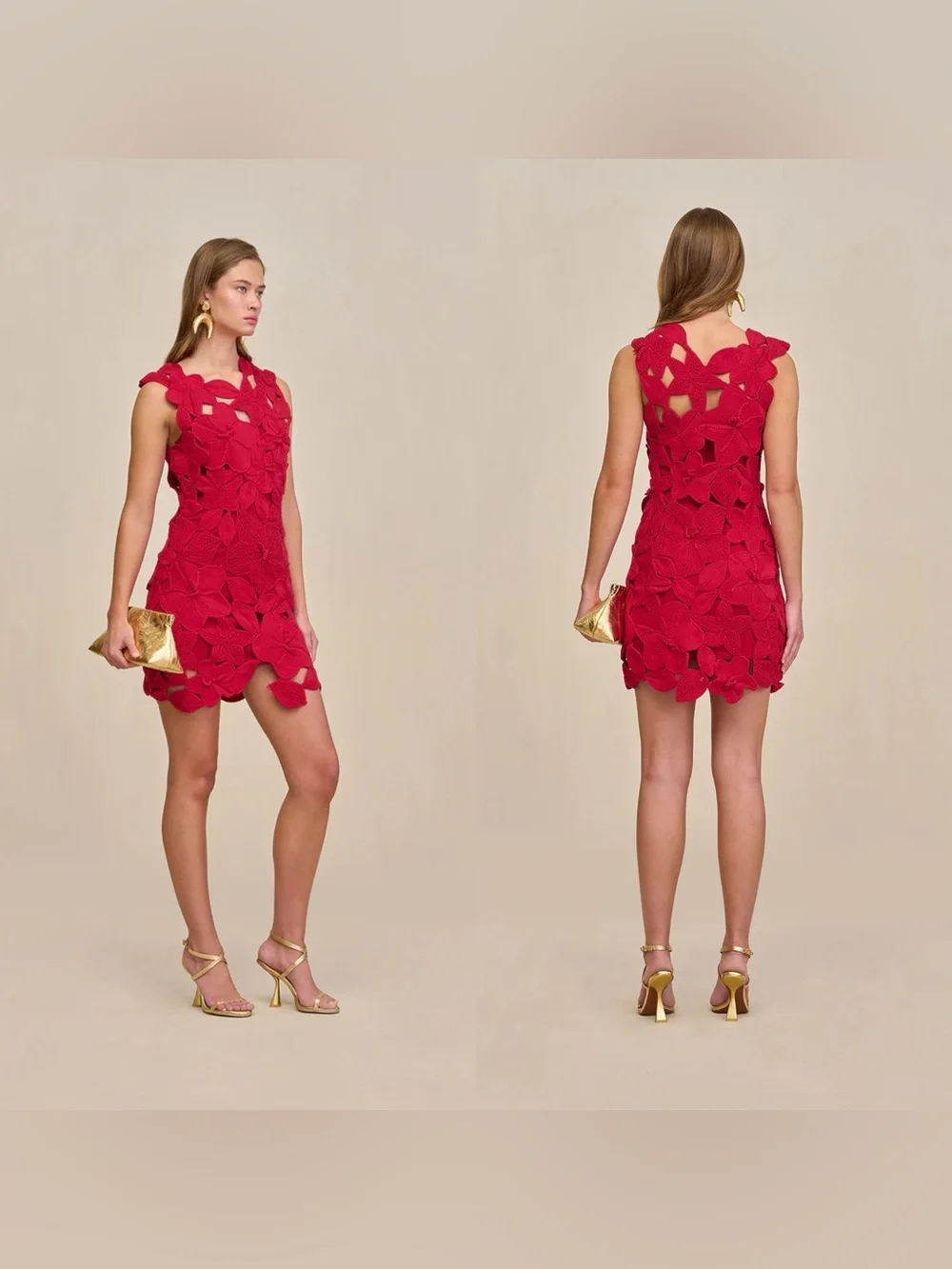 Cult Gaia Meira Knit Dress Floral Appliqué Merlot Small NWT - Picture 8 of 8